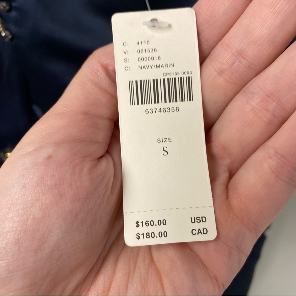 NWT Anthropologie Dhruv Kapoor Embellished Babydoll Tank Top Navy Size Small - Picture 8 of 9